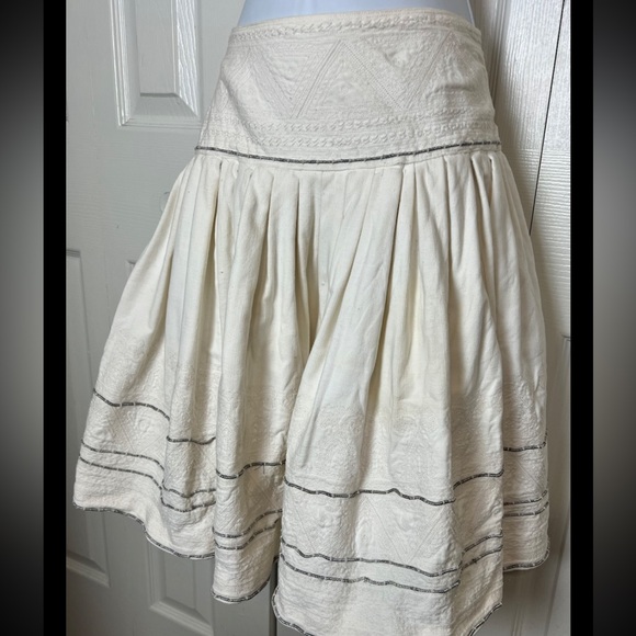 RALPH LAUREN Skirt Metallic Corded Dirndl Gathered Full White Structured Drop - Picture 3 of 8